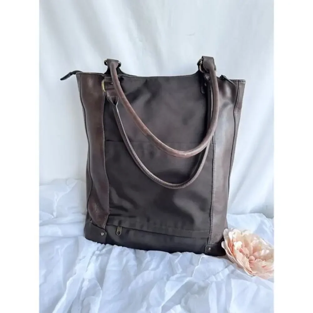 SOLO XL Brown Genuine leather & nylon Padded laptop bag briefcase unisex
